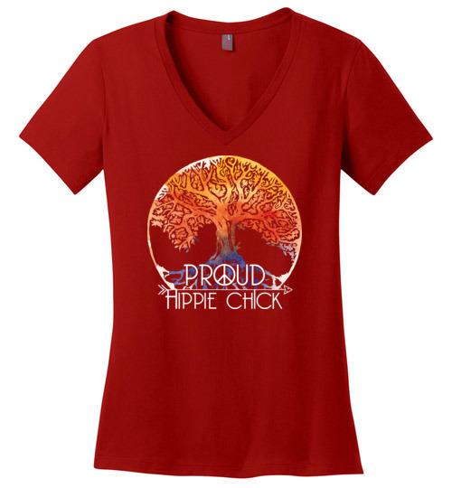 Hippie Chick VNeck Tee Heyjude Shoppe Red S 