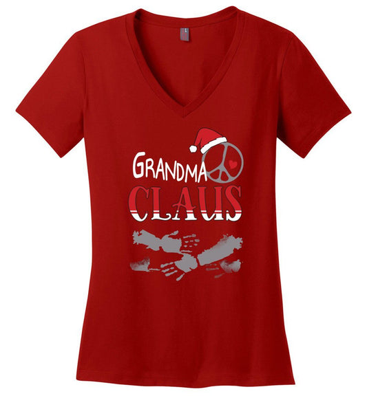 Funny Grandma Claus - 2020 Holiday Vneck Heyjude Shoppe Red XS 