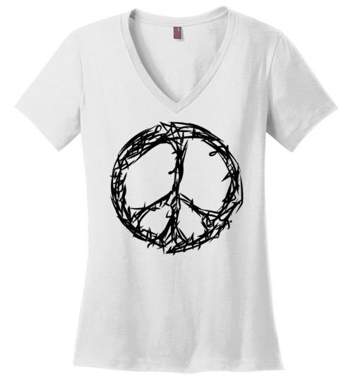 Peace Sign World Peace Love Vneck Tee Heyjude Shoppe White S 