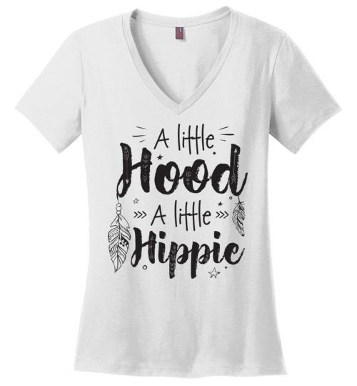 A Little Hood - A Little Hippie VNeck Tee Heyjude Shoppe White S 