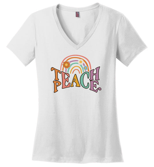 Teach Peace Retro Vnecks