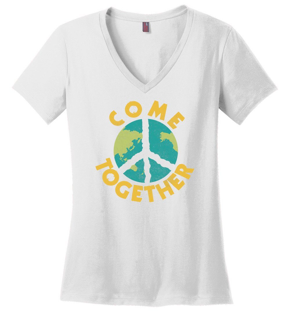Come Together T-shirts Heyjude Shoppe Ladies V-Neck White XS