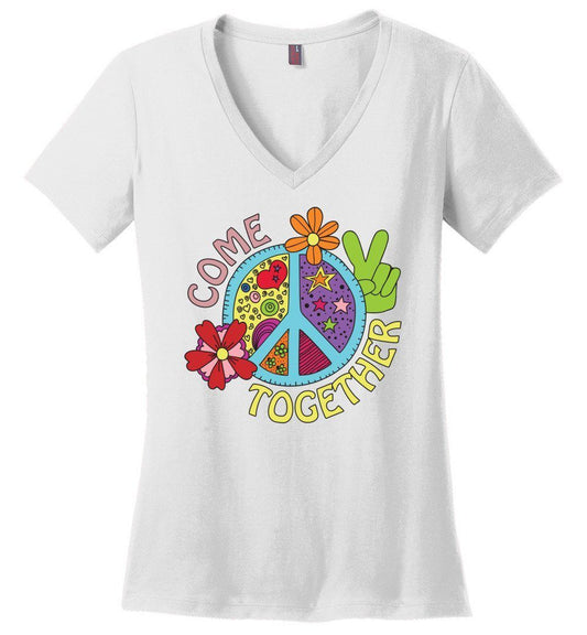Come Together Vneck Tee Heyjude Shoppe White XS