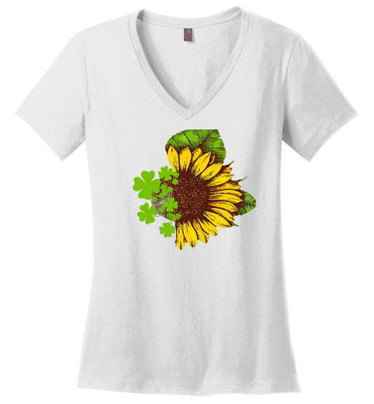 Sunflower Clovers Vneck Heyjude Shoppe White XS 