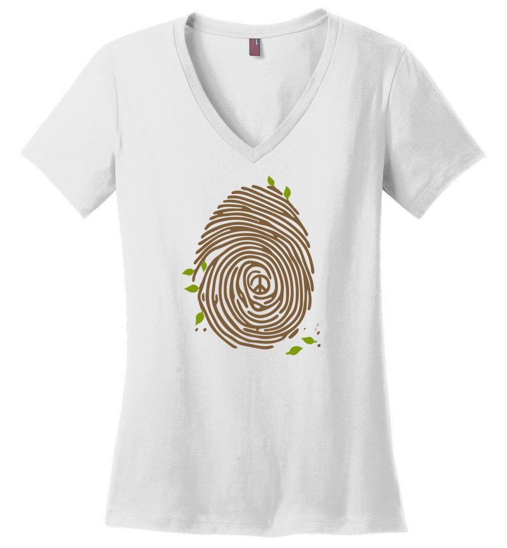 Nature Figure Print - Earth Day T-shirts Heyjude Shoppe Ladies V-Neck White XS