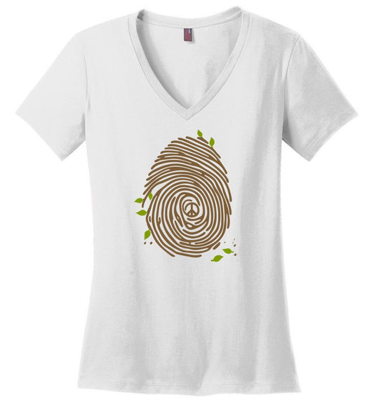 Nature Figure Print - Earth Day T-shirts Heyjude Shoppe Ladies V-Neck White XS