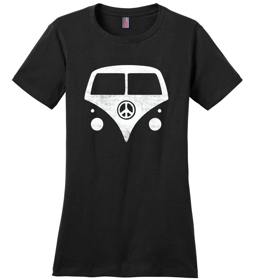 Hippie Van T-shirts Heyjude Shoppe Ladies Crew Tee Black XS