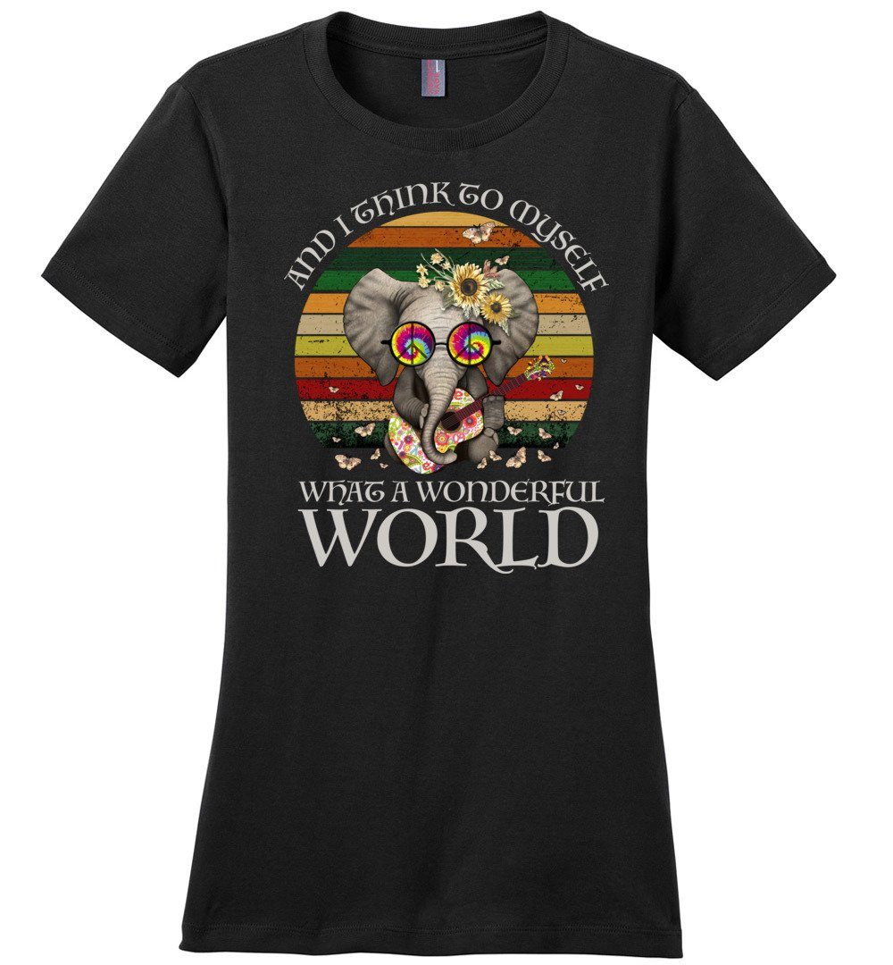What A Wonderful World T-shirts Heyjude Shoppe Ladies Crew Tee Black XS
