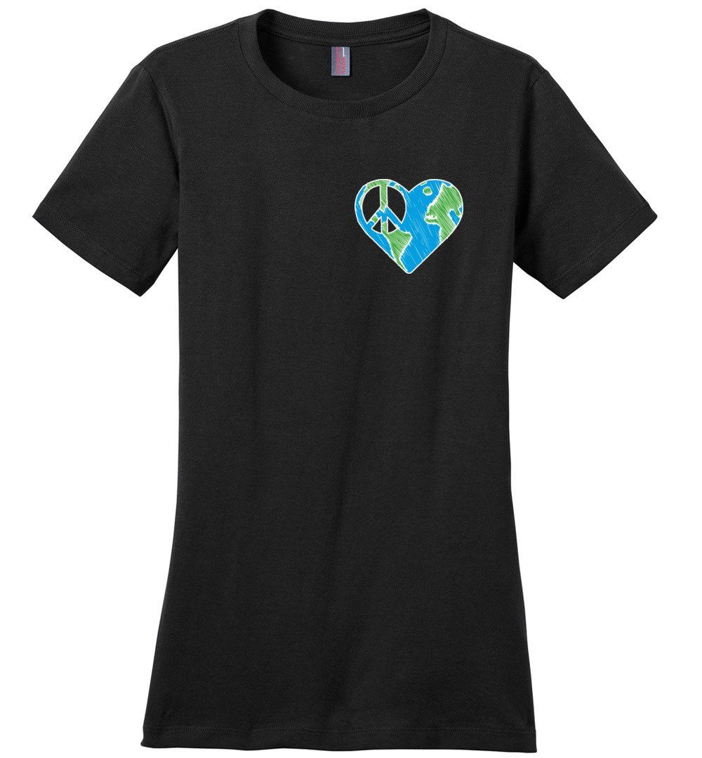 Peace In My Heart T-shirts Heyjude Shoppe Ladies Crew Tee Black XS