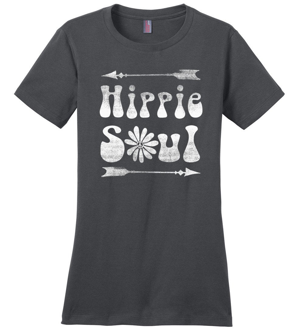 Hippie Soul T-shirts Heyjude Shoppe Ladies Crew Tee Charcoal XS