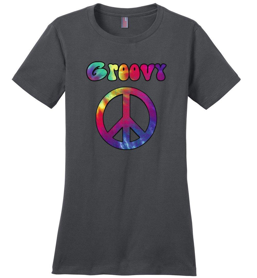 Groovy Sign T-shirts Heyjude Shoppe Ladies Crew Tee Charcoal XS