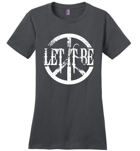Peace And Love T-shirts Heyjude Shoppe Ladies Crew Tee Charcoal XS