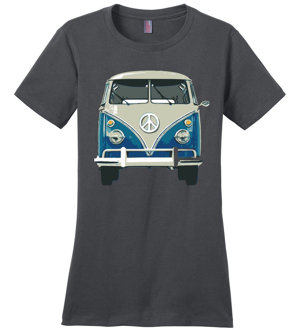 Hippie Van T-shirts Heyjude Shoppe Ladies Crew Tee Charcoal XS