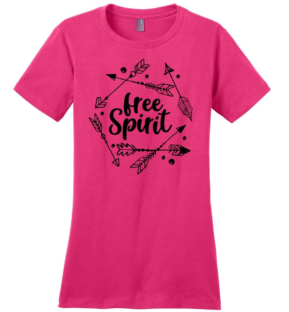 Free Spirit T-shirts Heyjude Shoppe Ladies Crew Tee Dark Fuchsia XS