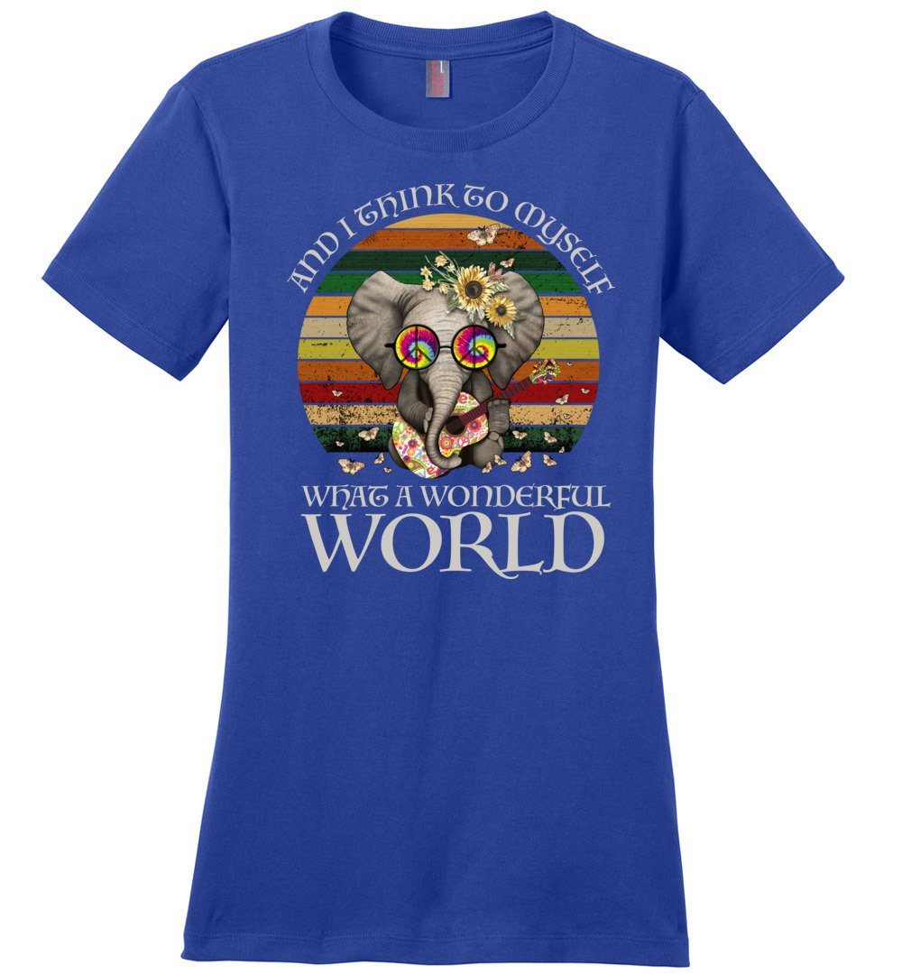 What A Wonderful World T-shirts Heyjude Shoppe Ladies Crew Tee Deep Royal XS
