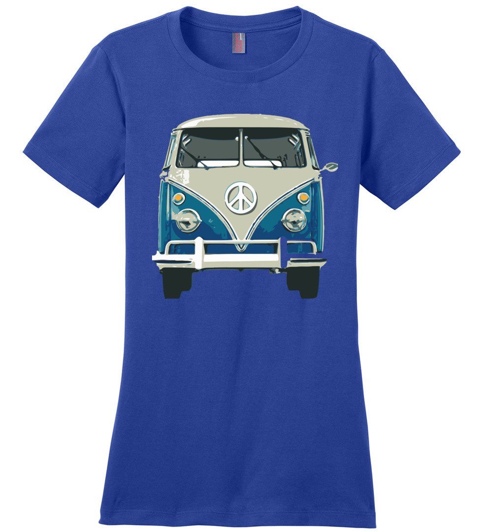 Hippie Van T-shirts Heyjude Shoppe Ladies Crew Tee Deep Royal XS