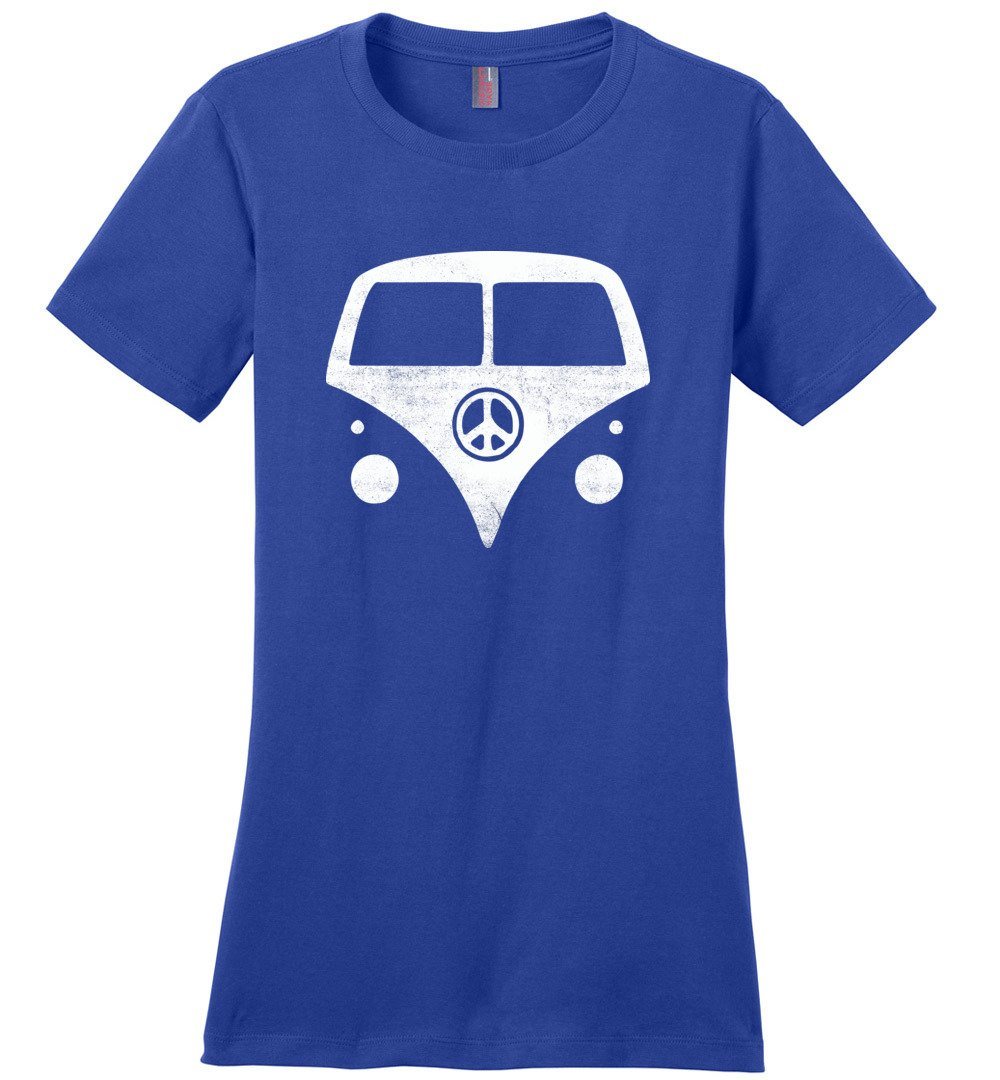 Hippie Van T-shirts Heyjude Shoppe Ladies Crew Tee Deep Royal XS