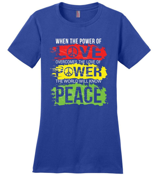 Power Of Love T-shirts Heyjude Shoppe Ladies Crew Tee Deep Royal XS