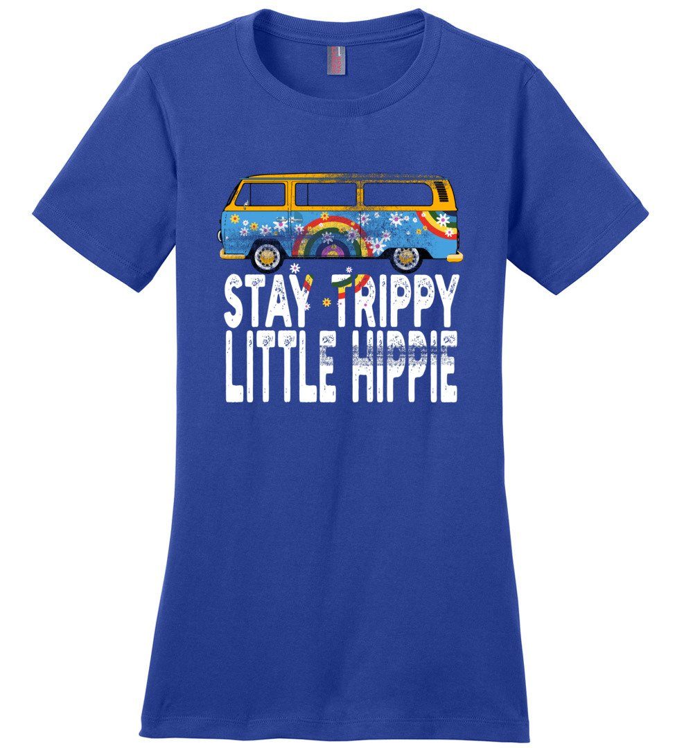 Stay Trippie Little Hippie T-shirts Heyjude Shoppe Ladies Crew Tee Deep Royal XS