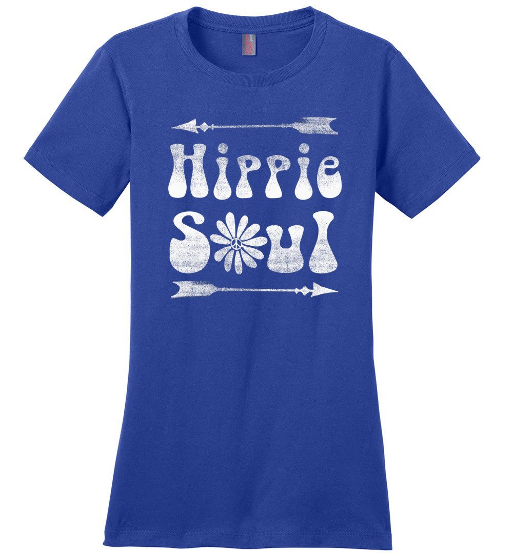 Hippie Soul T-shirts Heyjude Shoppe Ladies Crew Tee Deep Royal XS