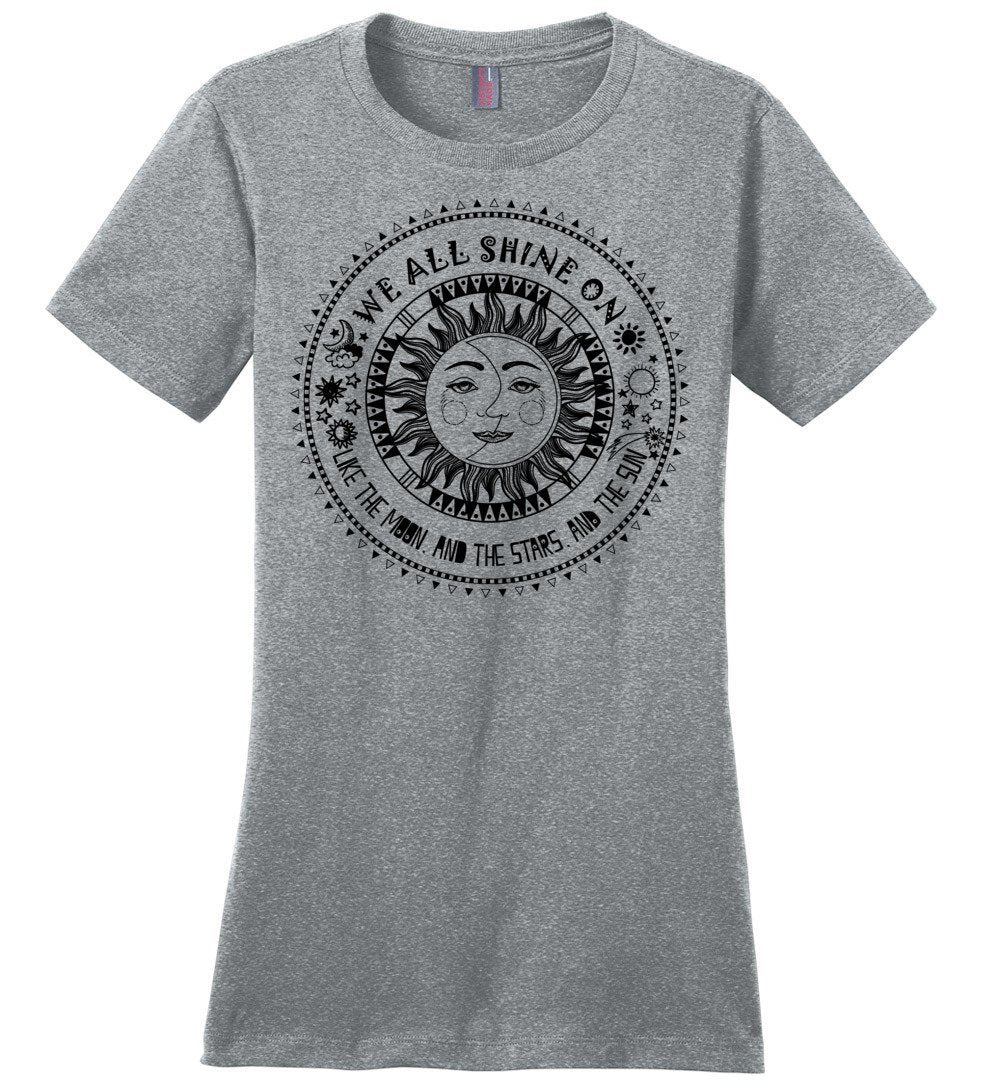 We All Shine On T-shirts Heyjude Shoppe Ladies Crew Tee Heathered Steel XS