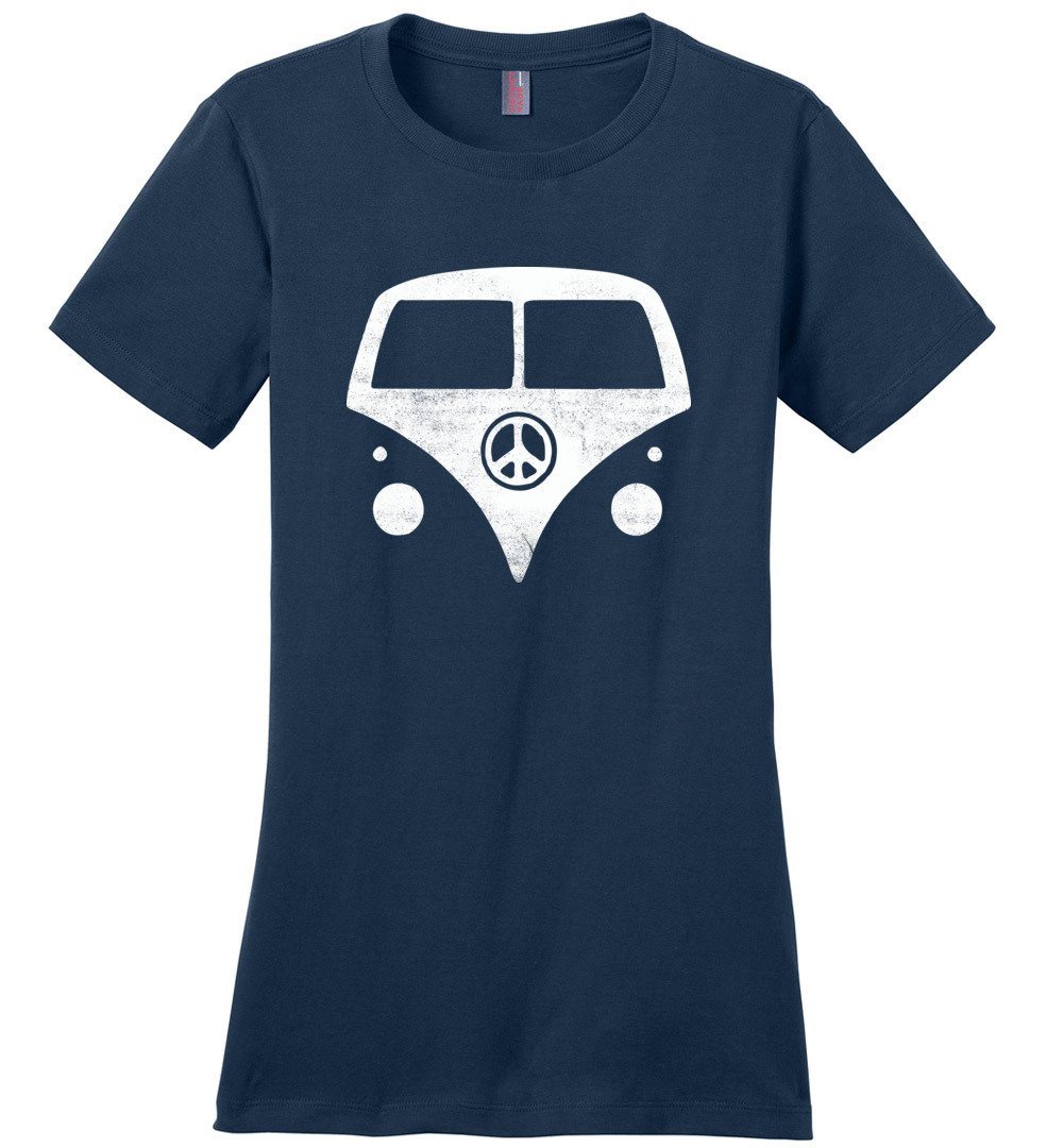 Hippie Van T-shirts Heyjude Shoppe Ladies Crew Tee Navy XS