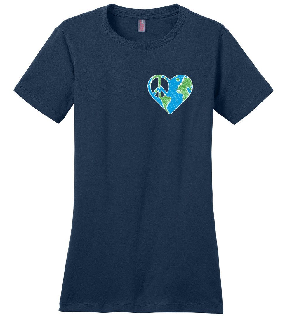 Peace In My Heart T-shirts Heyjude Shoppe Ladies Crew Tee Navy XS