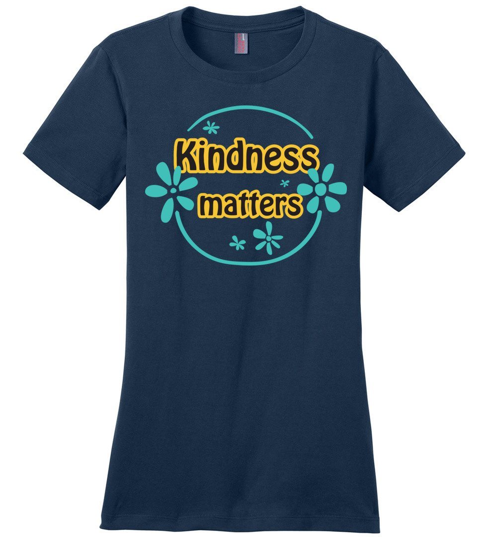 Kindness Matters T-shirts Heyjude Shoppe Ladies Crew Tee Navy XS