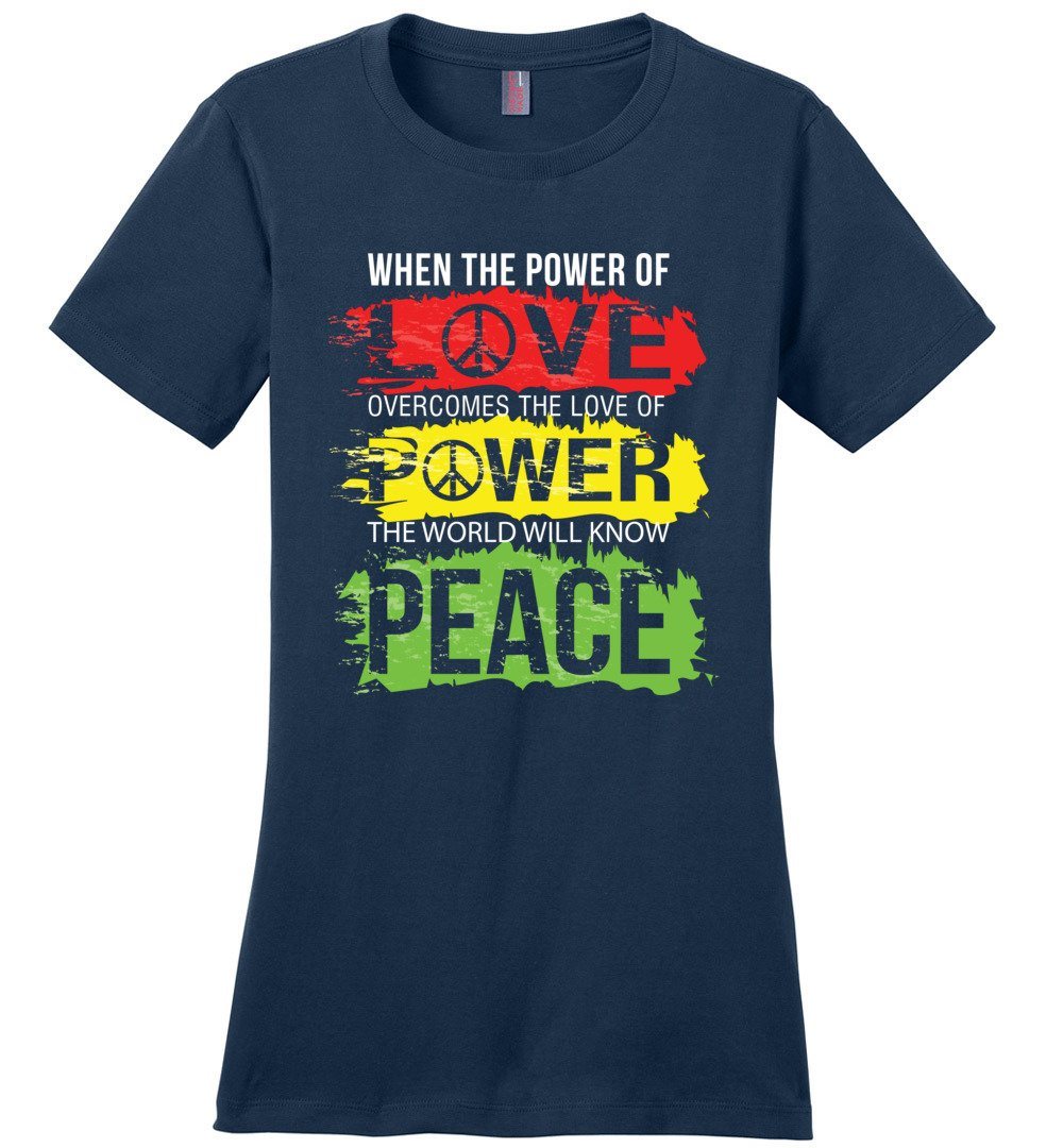 Power Of Love T-shirts Heyjude Shoppe Ladies Crew Tee Navy XS