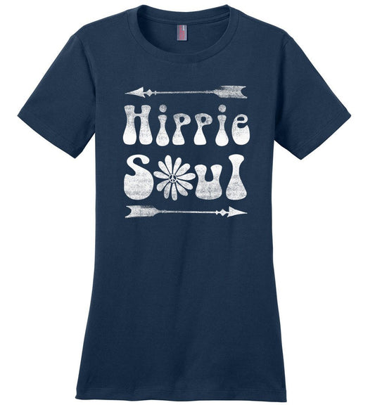 Hippie Soul T-shirts Heyjude Shoppe Ladies Crew Tee Navy XS
