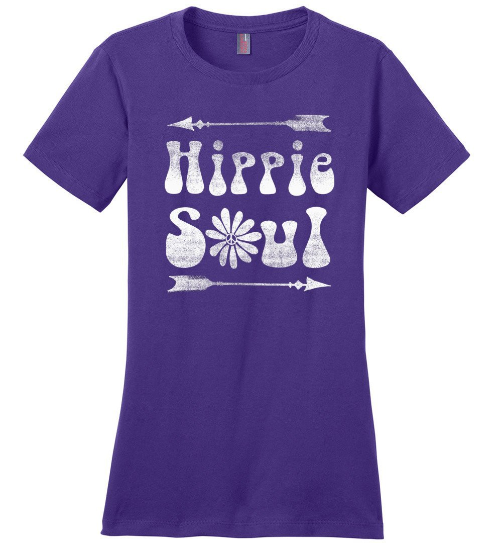 Hippie Soul T-shirts Heyjude Shoppe Ladies Crew Tee Purple XS