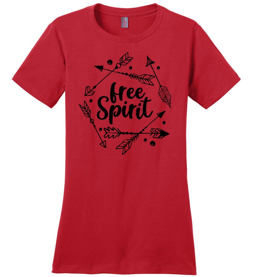 Free Spirit T-shirts Heyjude Shoppe Ladies Crew Tee Red XS