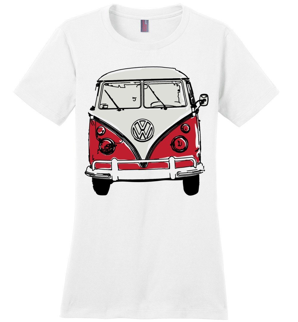 Hippie Van T-shirts Heyjude Shoppe Ladies Crew Tee White XS