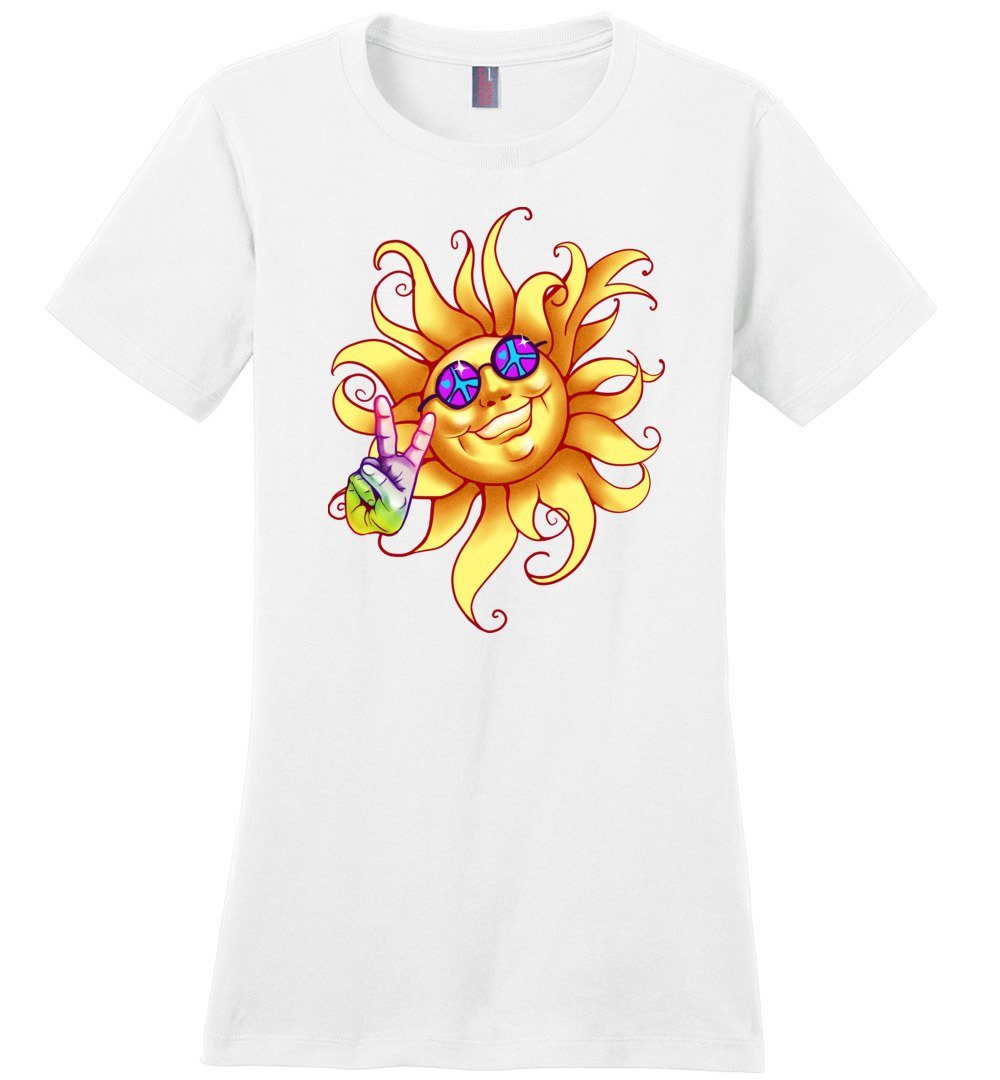 Sun - Peace Out - T-shirts Heyjude Shoppe Ladies Crew Tee White XS