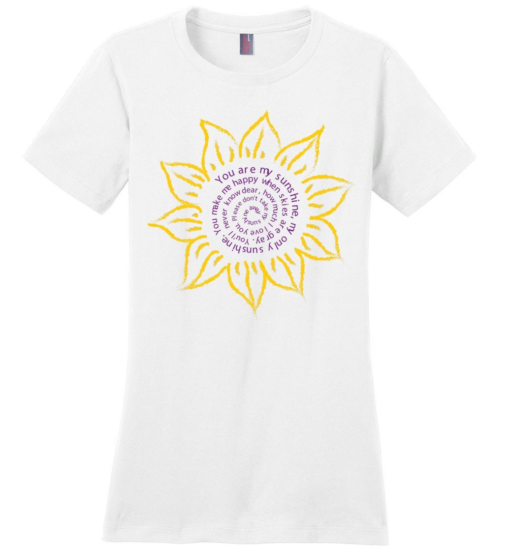 You Are My Sunshine T-shirts Heyjude Shoppe Ladies Crew Tee White XS