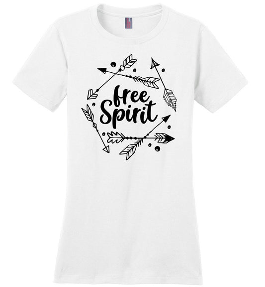 Free Spirit T-shirts Heyjude Shoppe Ladies Crew Tee White XS
