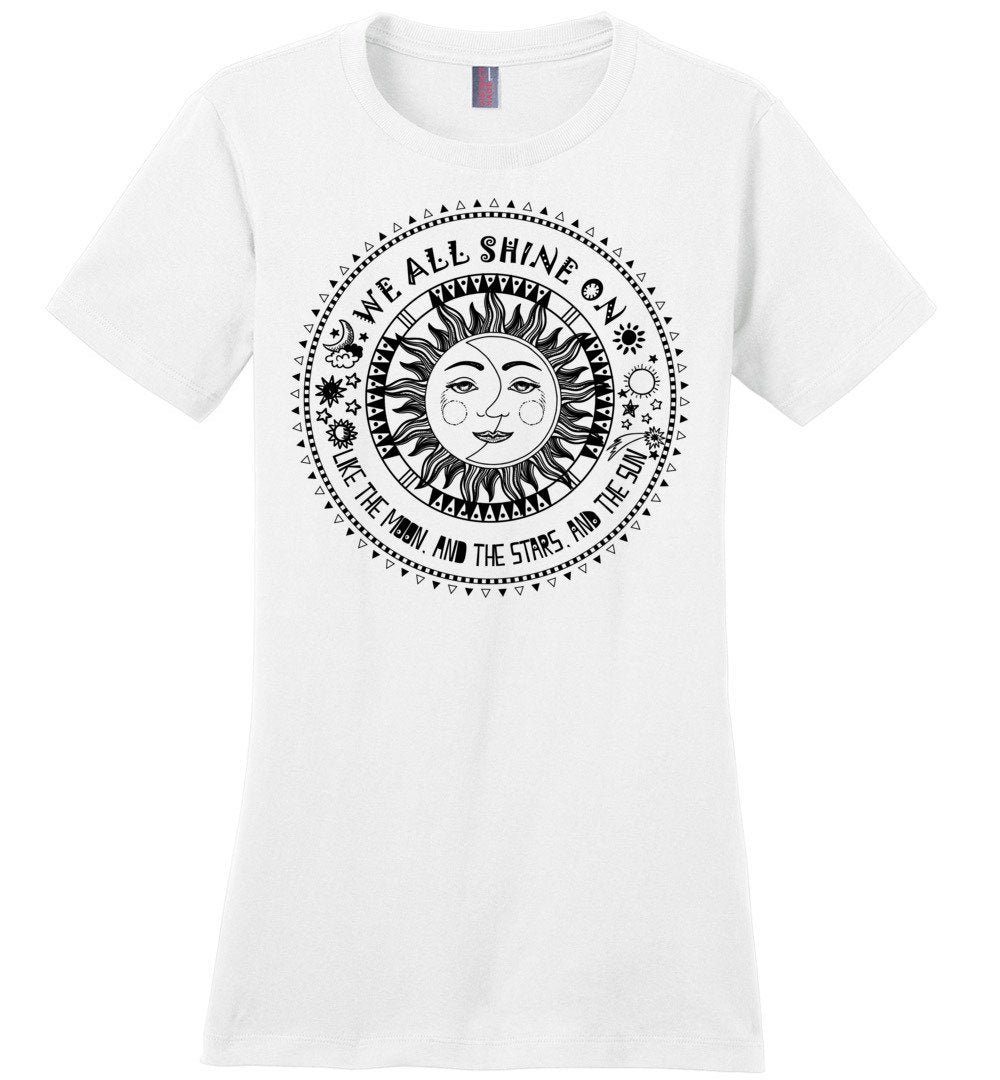 We All Shine On T-shirts Heyjude Shoppe Ladies Crew Tee White XS