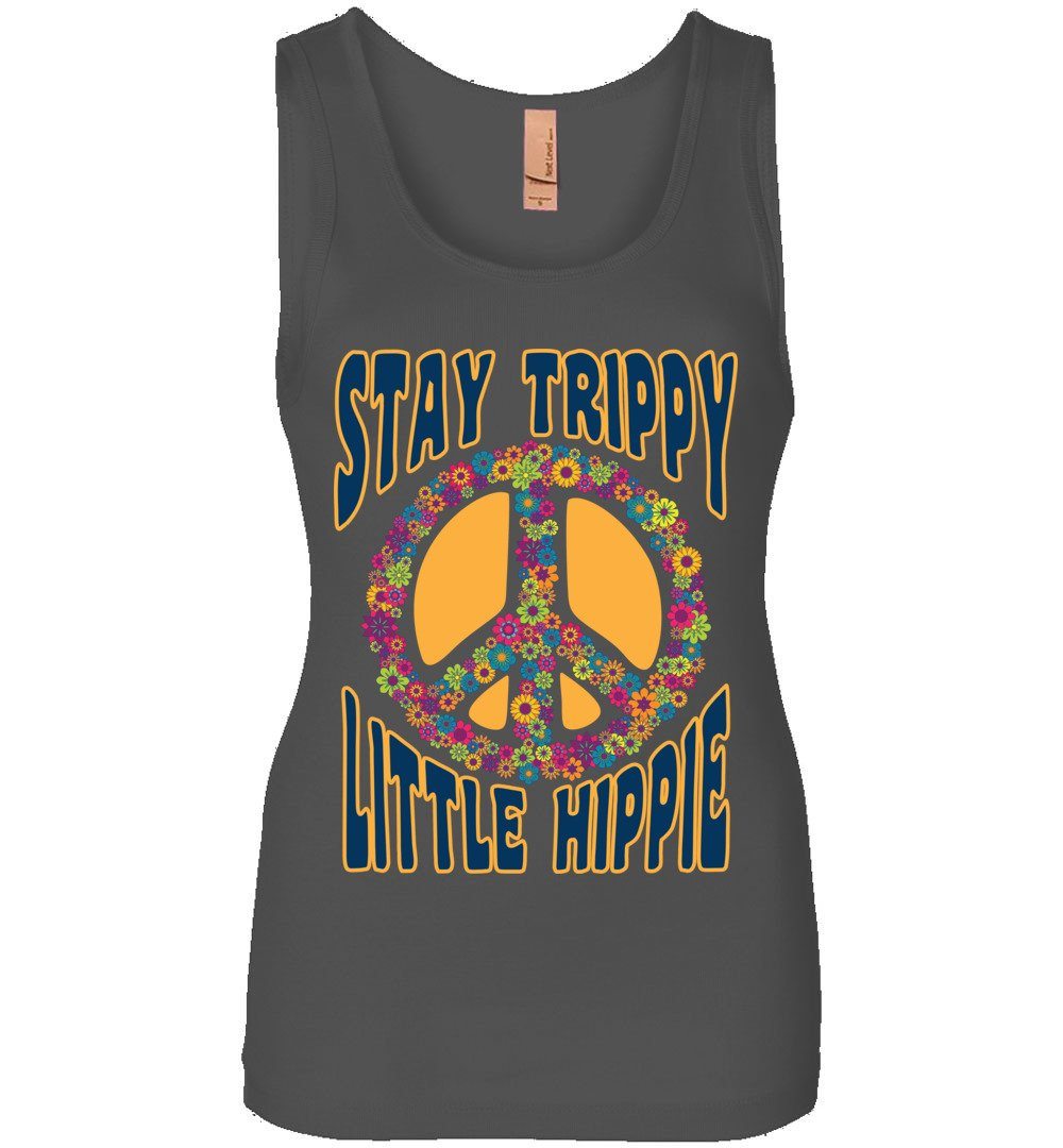 Stay Trippy Little Hippie Tank Heyjude Shoppe Dark Grey S 