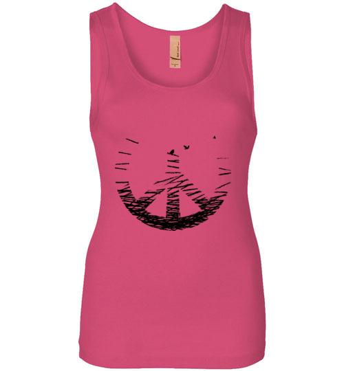Peace Sign Tank Tops T-Shirts Heyjude Shoppe Hot Pink S 