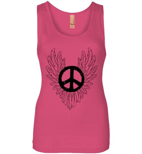 Wings Of Peace Tank Tops T-Shirts Heyjude Shoppe Hot Pink S 