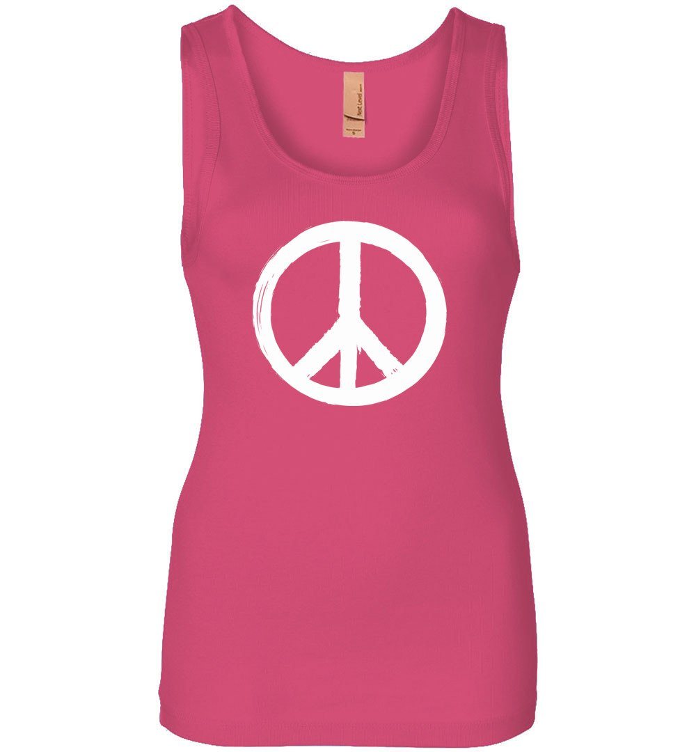 White Peace Sign Tank Heyjude Shoppe Women's Tank Hot Pink S