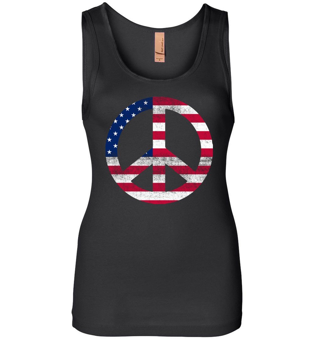 American Peace Sign Tank Heyjude Shoppe Black S 