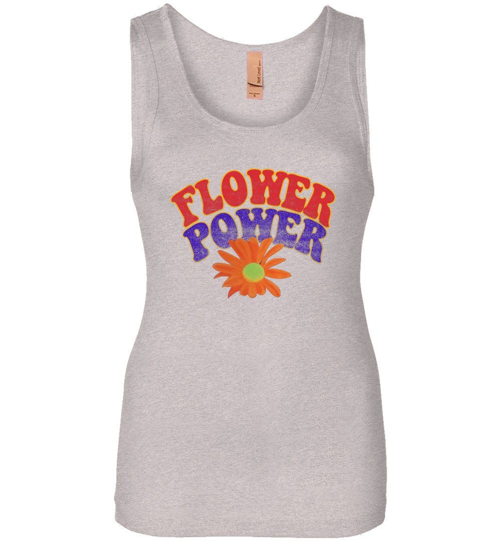 Flower Power Tank Heyjude Shoppe Light Heather Grey S 