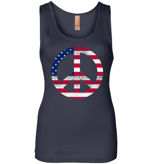 American Peace Sign Tank Heyjude Shoppe Midnight Navy S