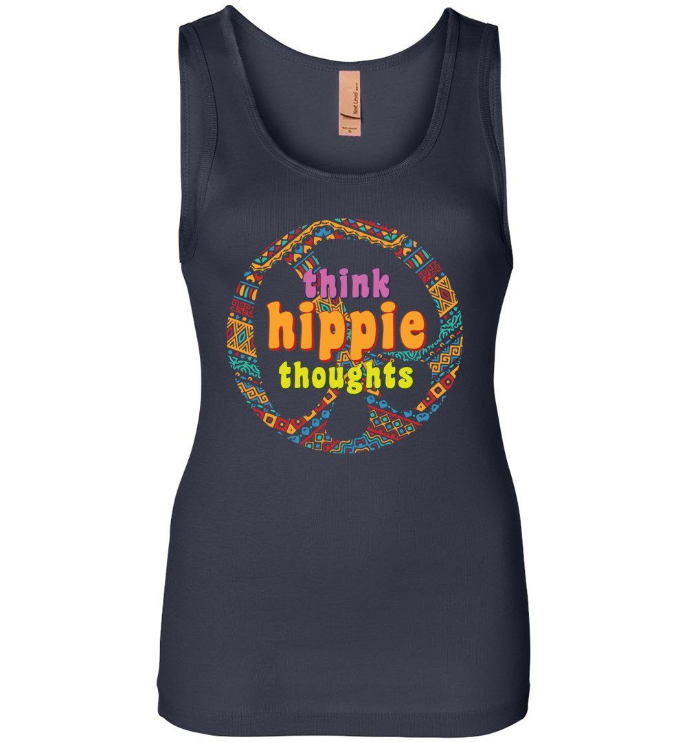 Think Hippie Thoughts Tank Heyjude Shoppe Midnight Navy S 