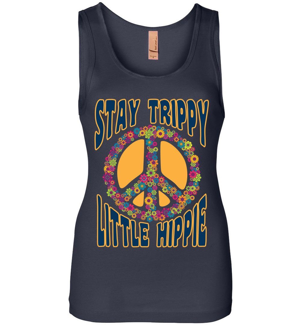 Stay Trippy Little Hippie Tank Heyjude Shoppe Midnight Navy S 