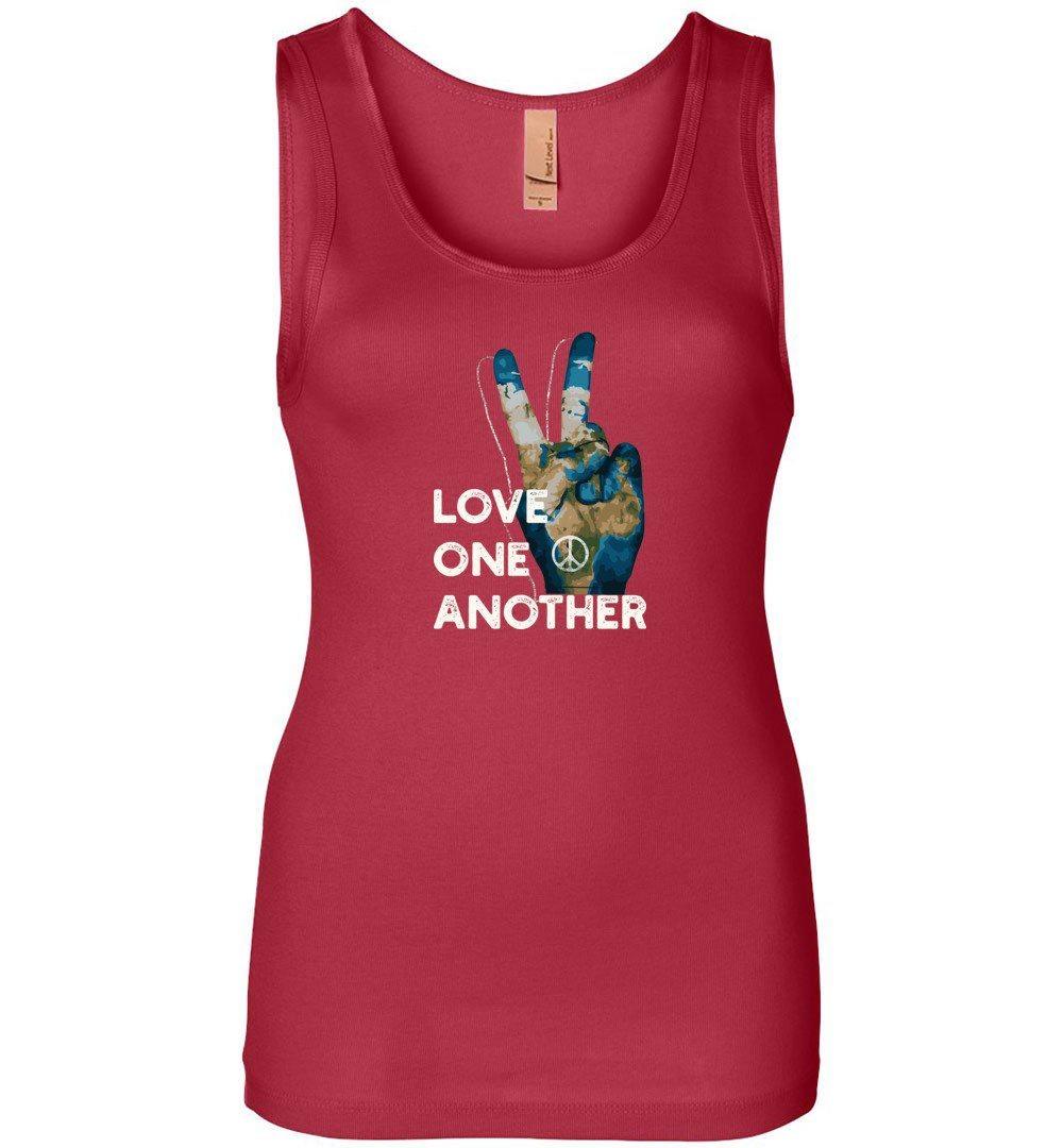 Love One Another - Peace Sign Tank Heyjude Shoppe Women's Tank Red S