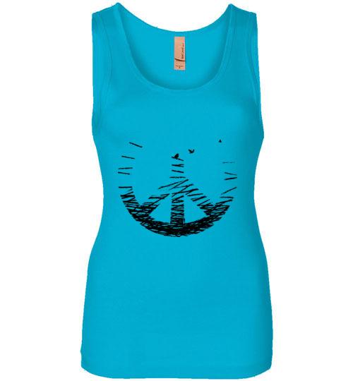 Peace Sign Tank Tops T-Shirts Heyjude Shoppe Turquoise S 