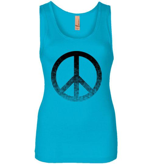 Peace Sign Tank Tops T-Shirts Heyjude Shoppe Turquoise S 