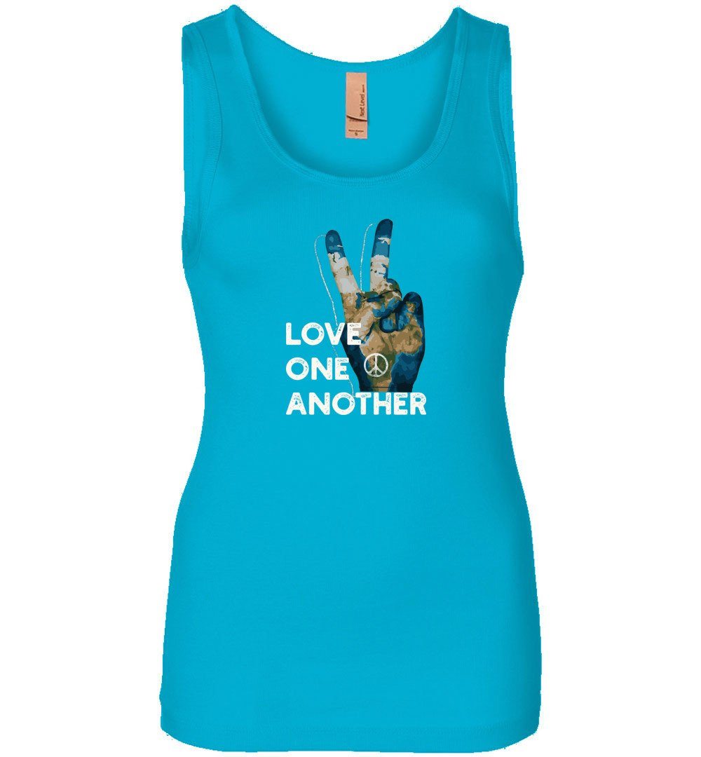 Love One Another - Peace Sign Tank Heyjude Shoppe Women's Tank Turquoise S